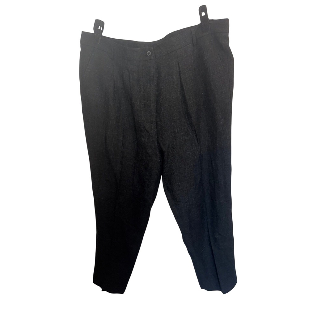 NWT Poetry Sz 18 Linen Wool Blend Pleated Trousers Black Charcoal Career